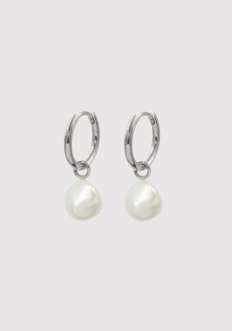 Sterling Silver 8mm White Keshi Fresh Water Pearl Earring Attachment