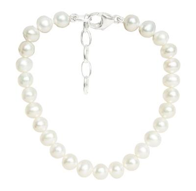 Sterling Silver White Semi Round Fresh Water Pearl Bracelet