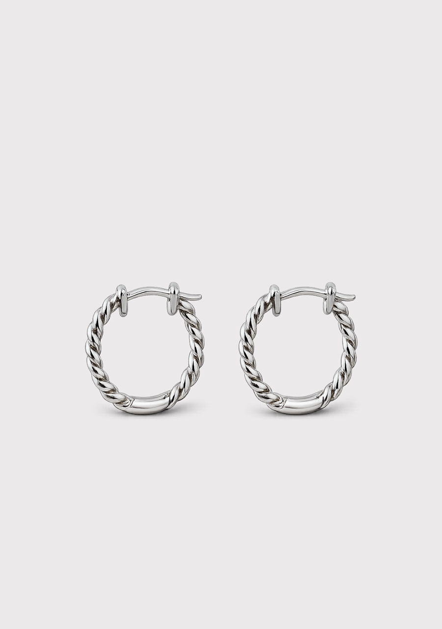 Sterling Silver Twisted 16mm Huggie Earrings
