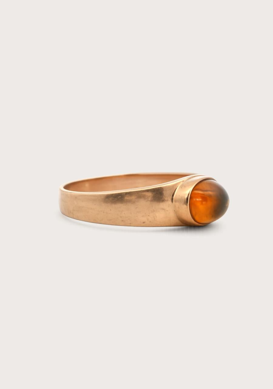 Estate 9ct Yellow Gold Cabochon Citrine Bezel Set Ring