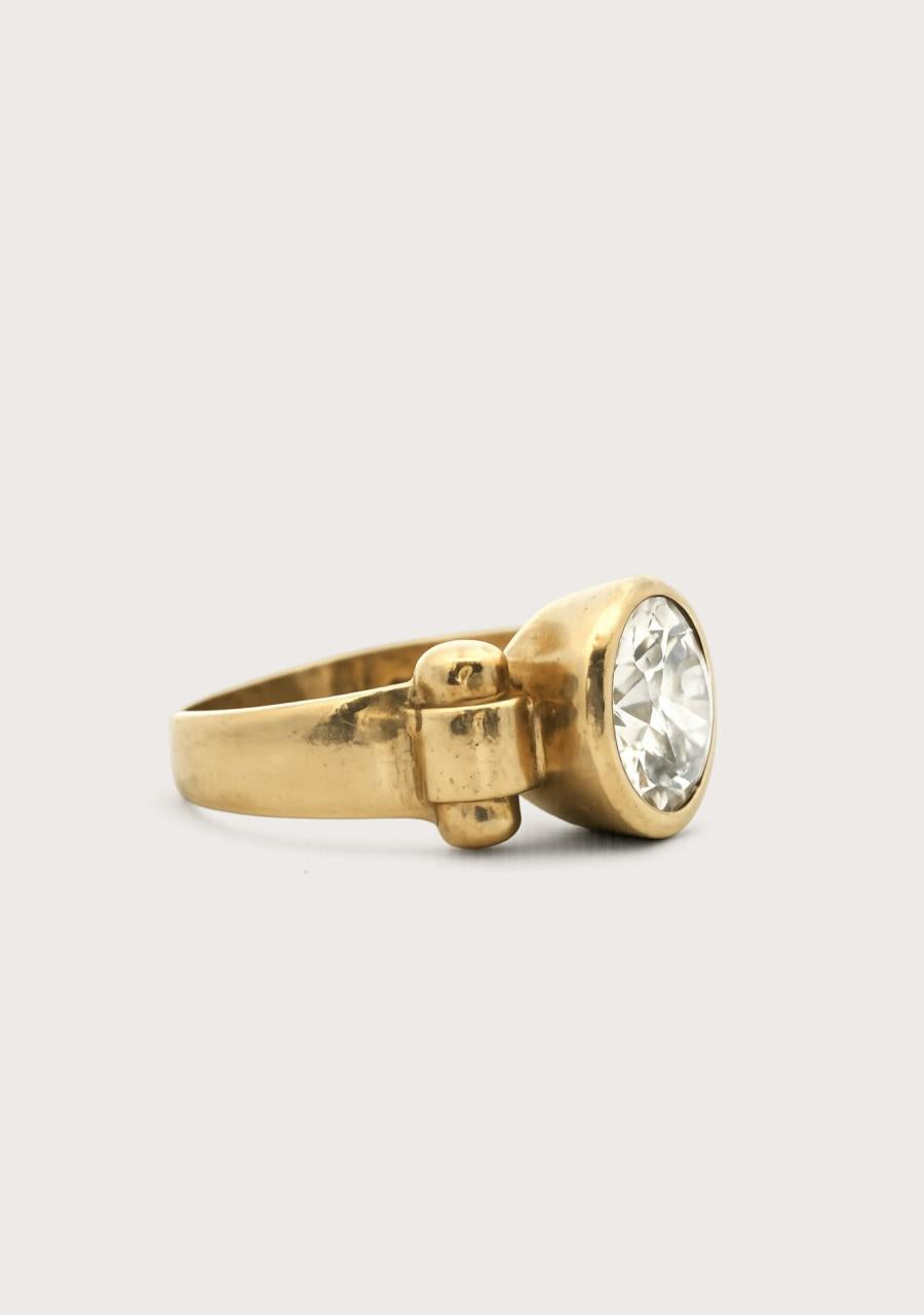 Estate 9ct Yellow Gold Cubic Zirconia Bezel Set Ring