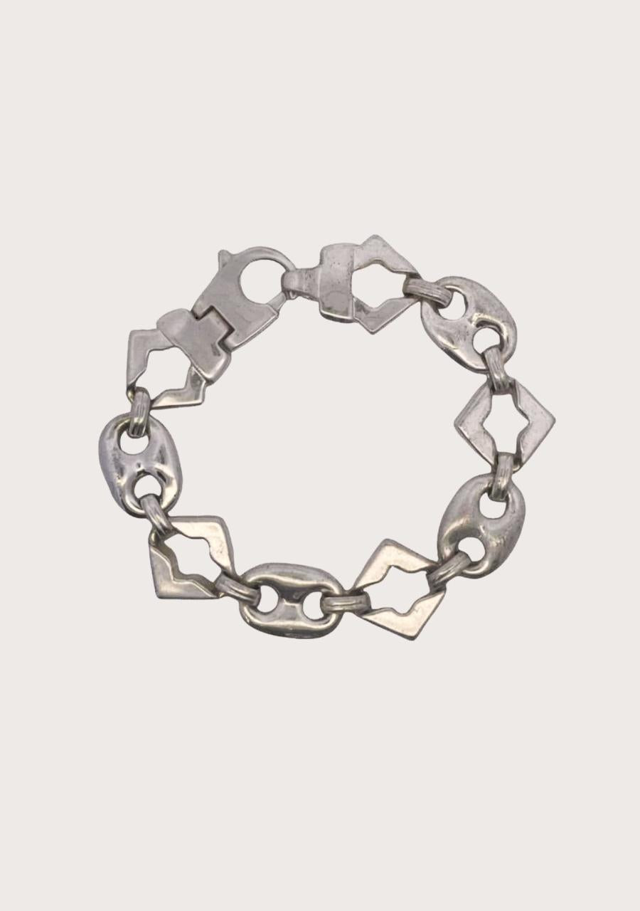 Estate Sterling Silver Hollow Wide Bracelet