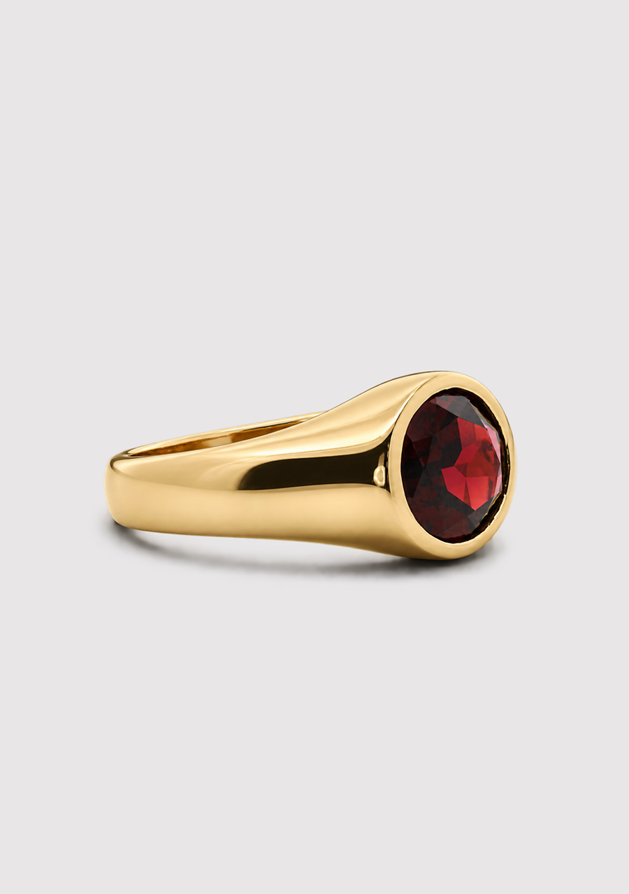 9ct Yellow Gold African Garnet Bezel Set Ring