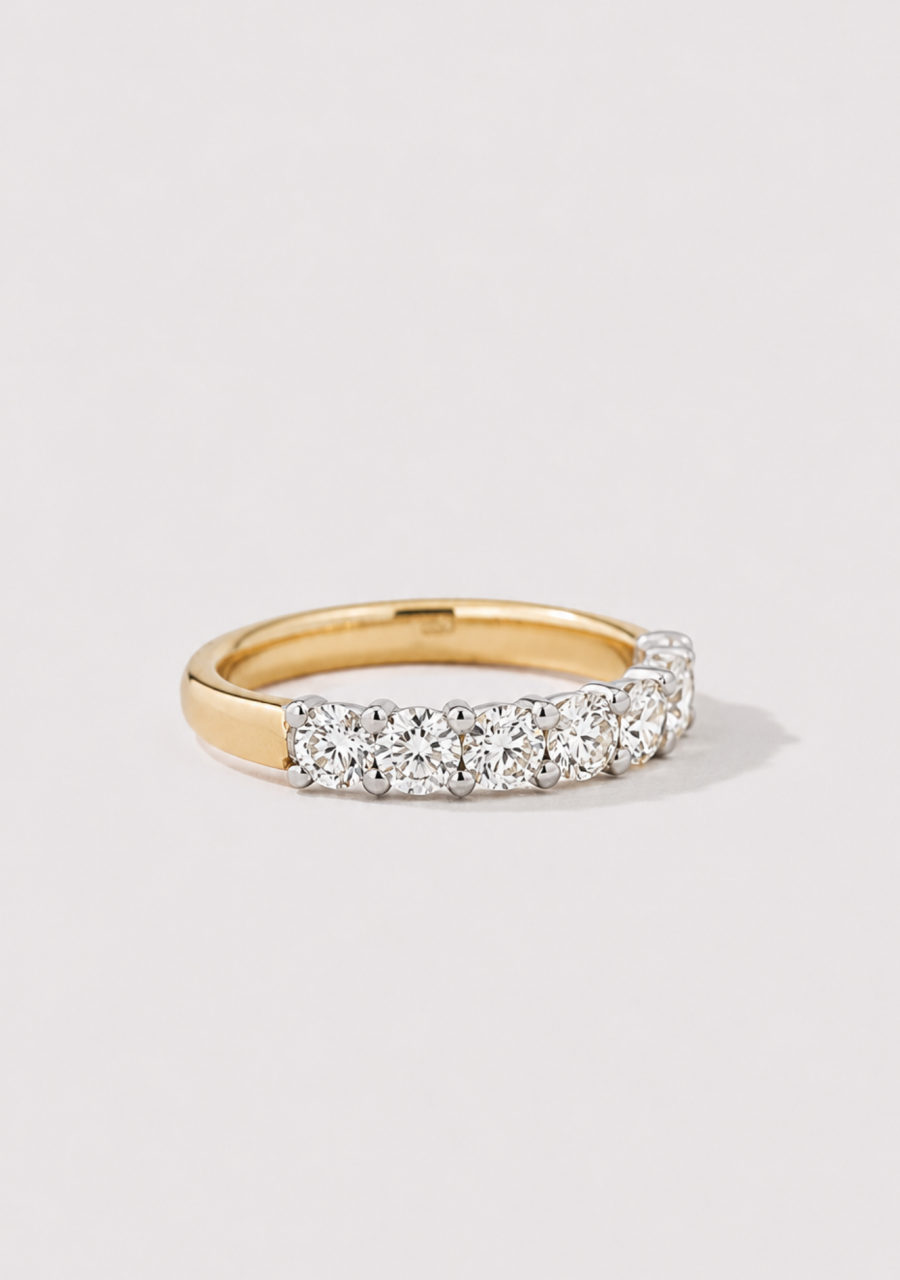 9ct Yellow & White Gold Seven Stone Diamond Ring