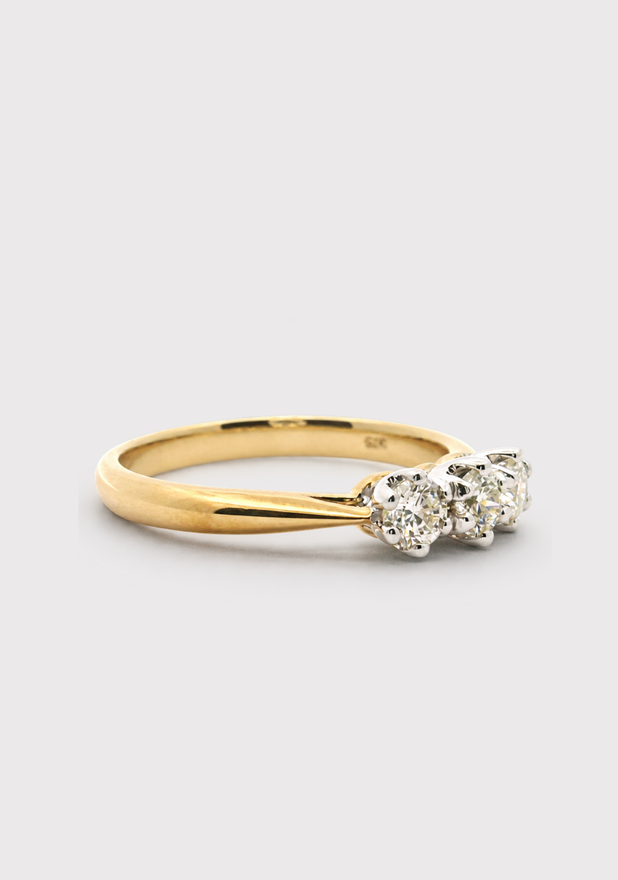 9ct Yellow & White Gold Diamond Trilogy Ring