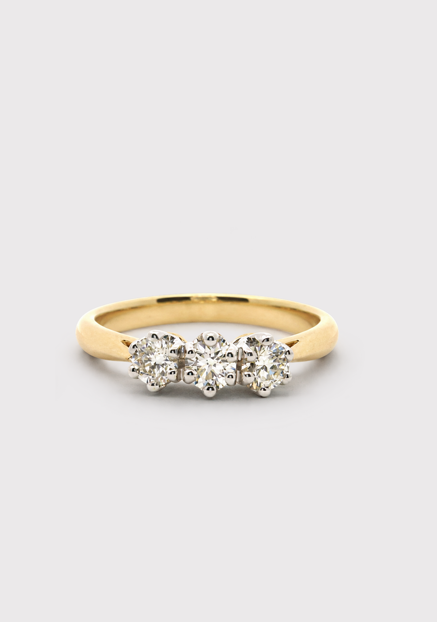 9ct Yellow & White Gold Diamond Trilogy Ring