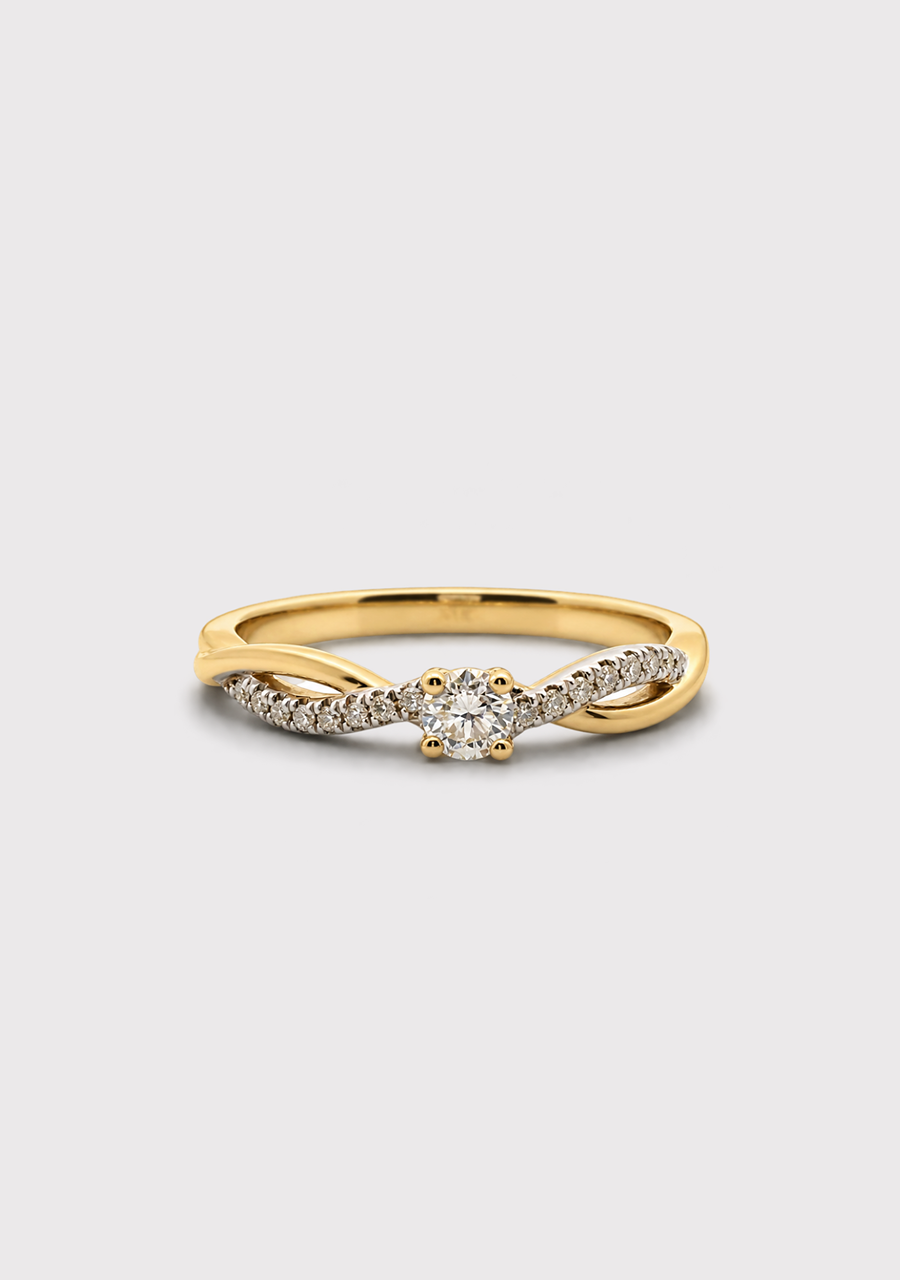 9ct Yellow Gold Diamond Crossover Split Band Ring