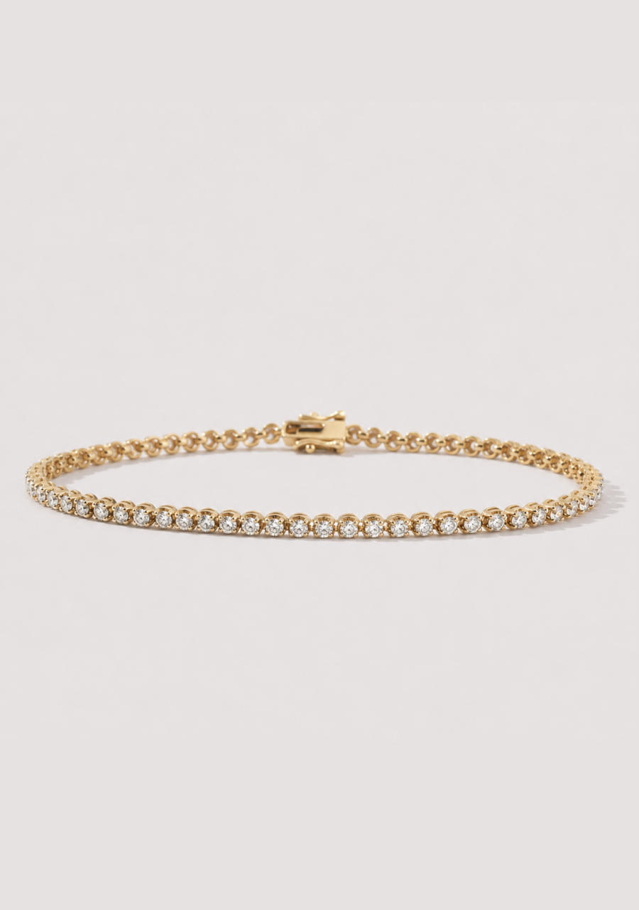 9ct Yellow Gold Diamond 1ct Tennis Bracelet