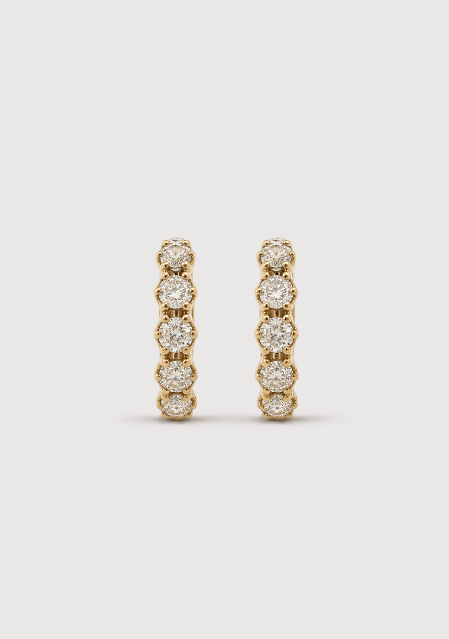 9ct Yellow Gold Diamond Hoop Earrings