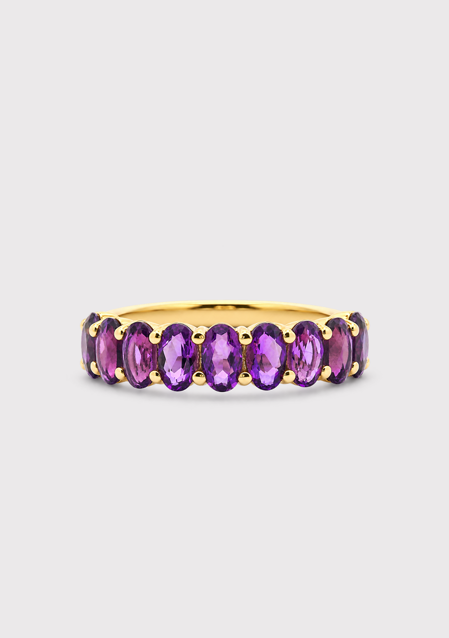 9ct Yellow Gold Oval Amethyst Ring