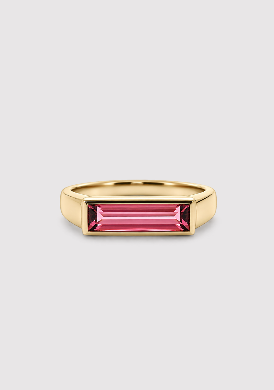 9ct Yellow Gold Pink Tourmaline East West Set Ring