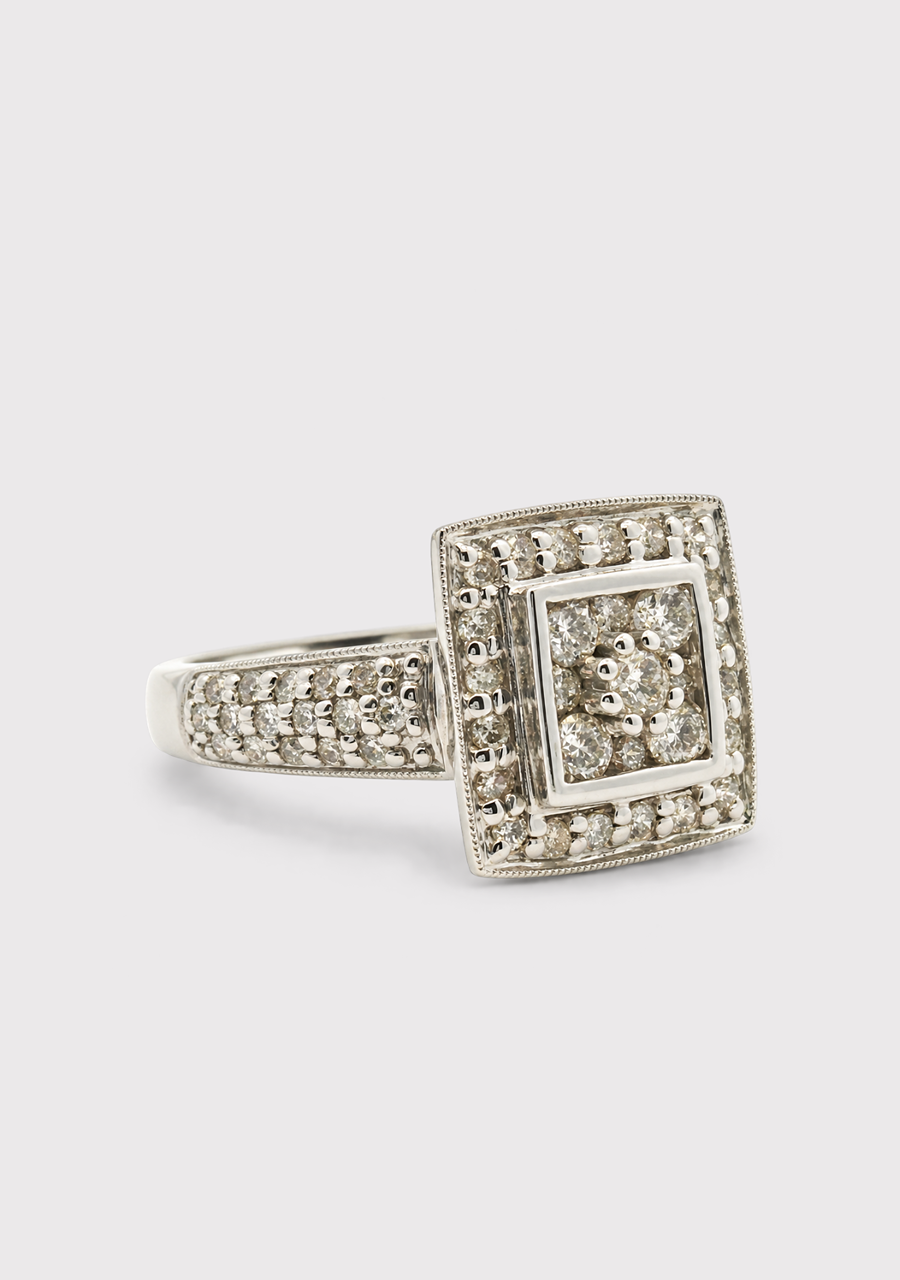 9ct White Gold Diamond Dress Ring