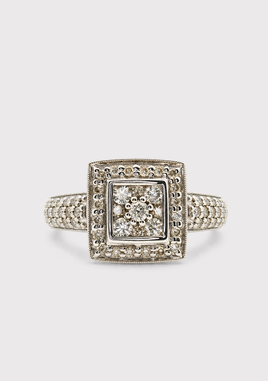 9ct White Gold Diamond Dress Ring