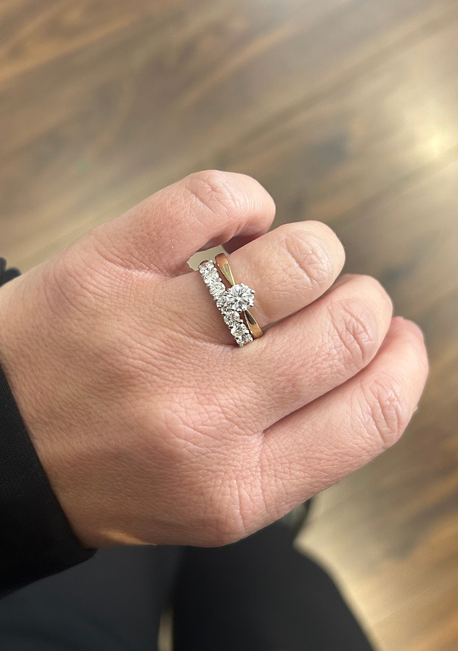 9ct Yellow & White Gold Laboratory Grown Solitaire Diamond Ring