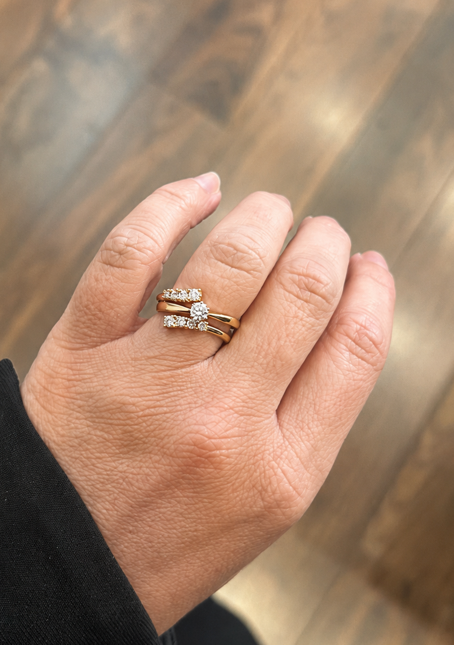 9ct Yellow & White Gold Laboratory Grown Solitaire Diamond Ring
