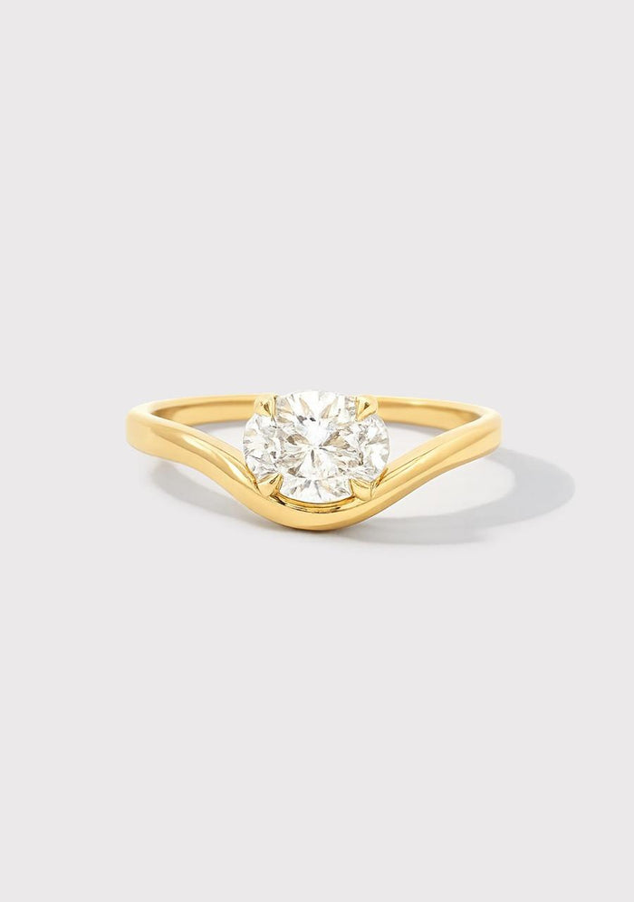 9ct Yellow Gold Oval Lab Grown Diamond Wave Ring