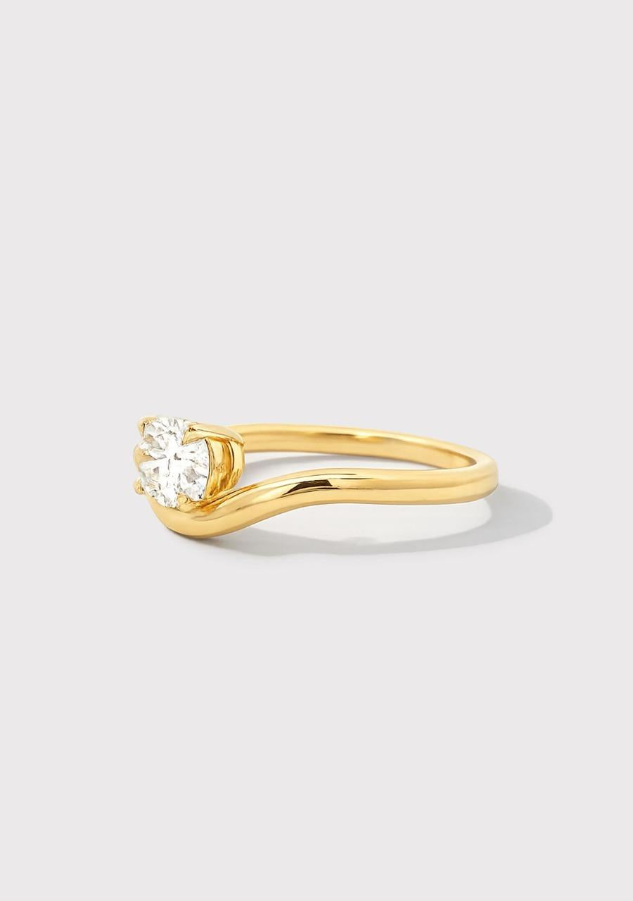 9ct Yellow Gold Oval Lab Grown Diamond Wave Ring