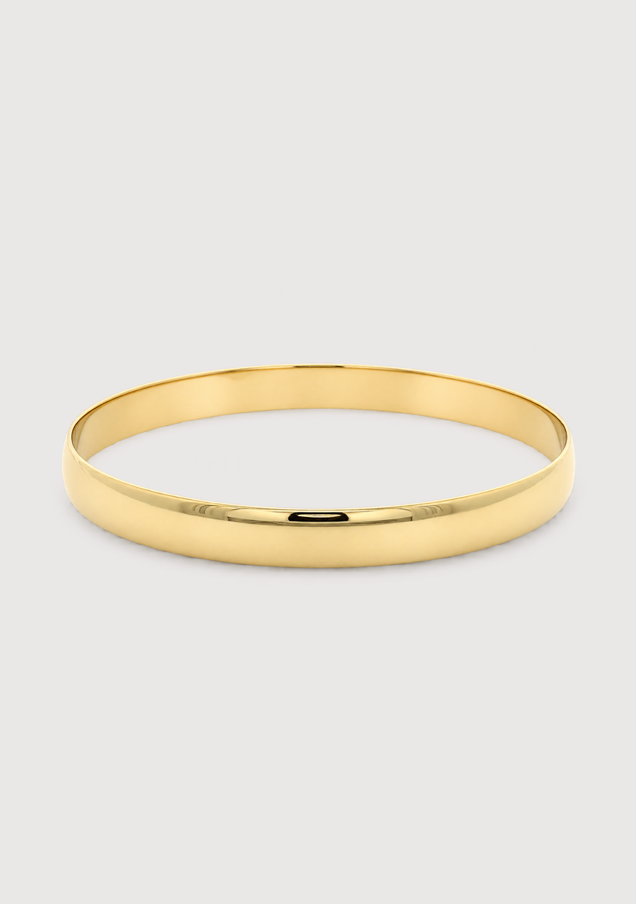 9ct Yellow Gold 7mm Wide Half Round Bangle