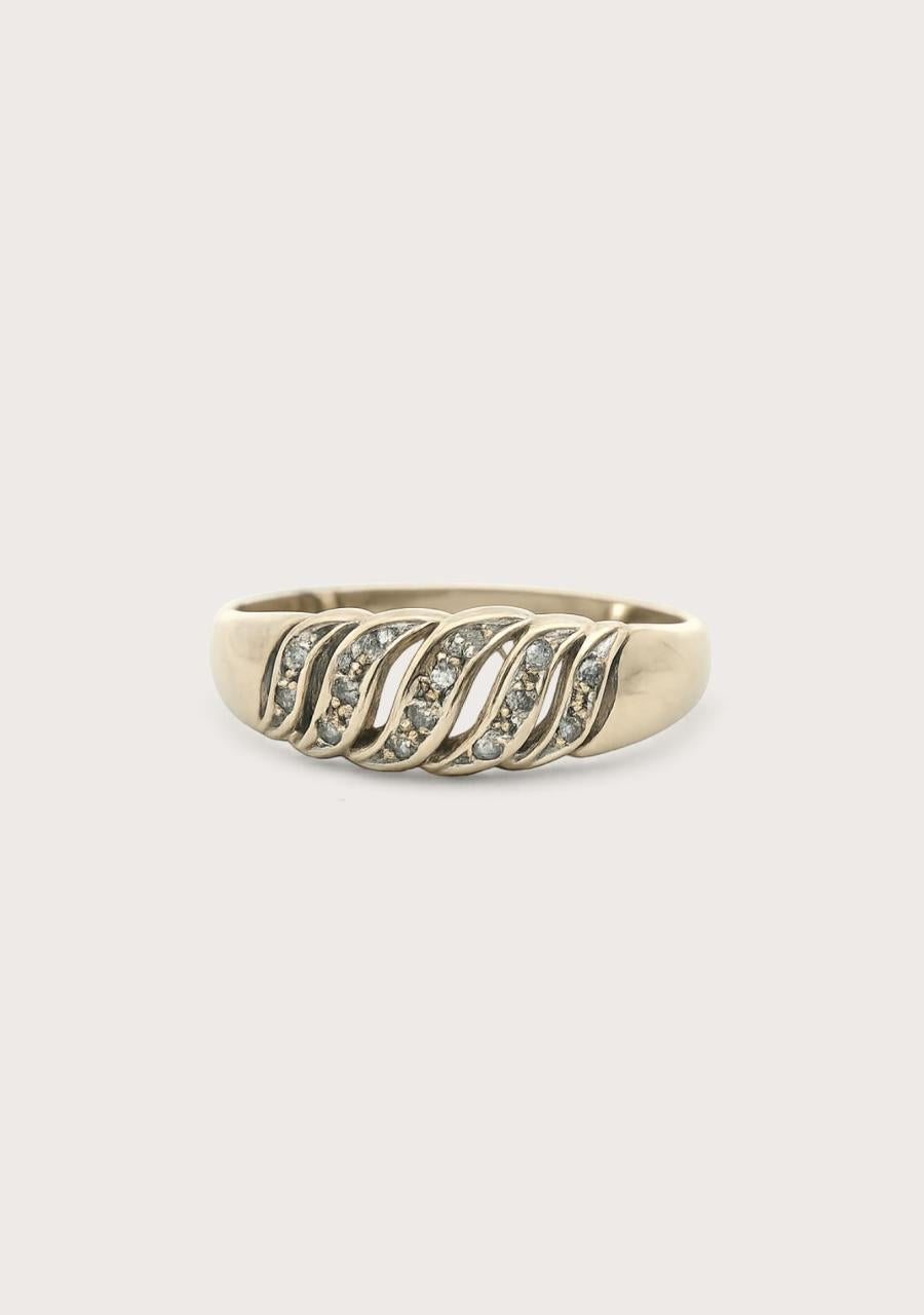 Estate 9ct Yellow Gold Diamond Dome Ring