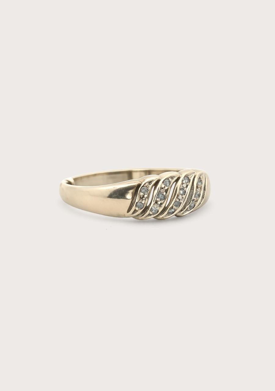 Estate 9ct Yellow Gold Diamond Dome Ring