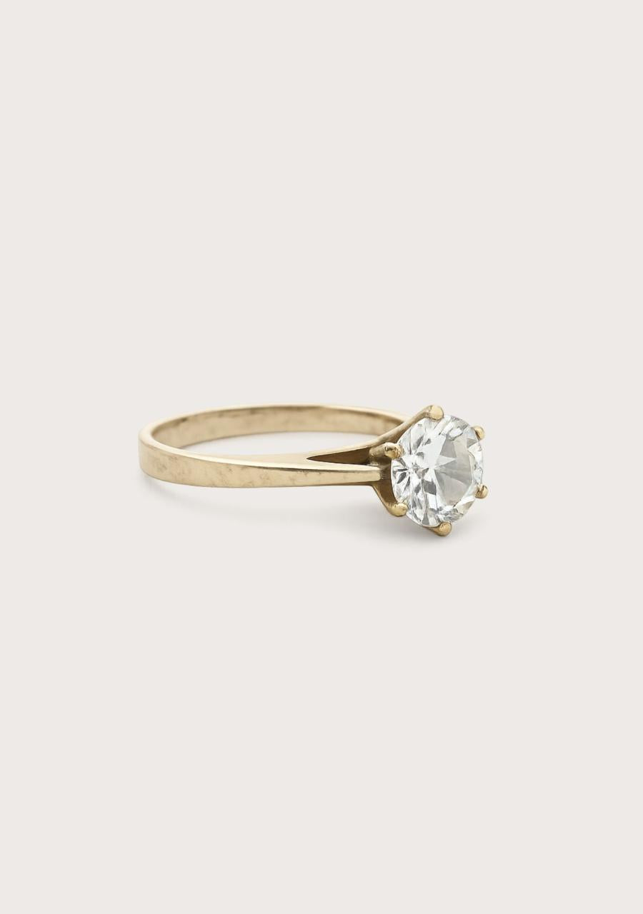 Estate 9ct Yellow Gold Cubic Zirconia Solitaire Ring