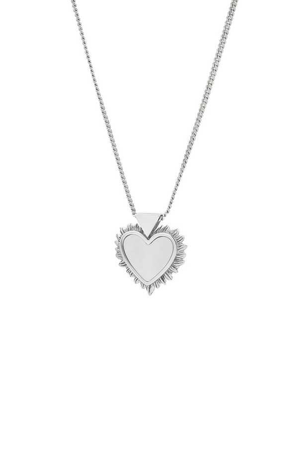 Karen Walker Sterling Silver Flaming Mother-of-Pearl Heart Necklace