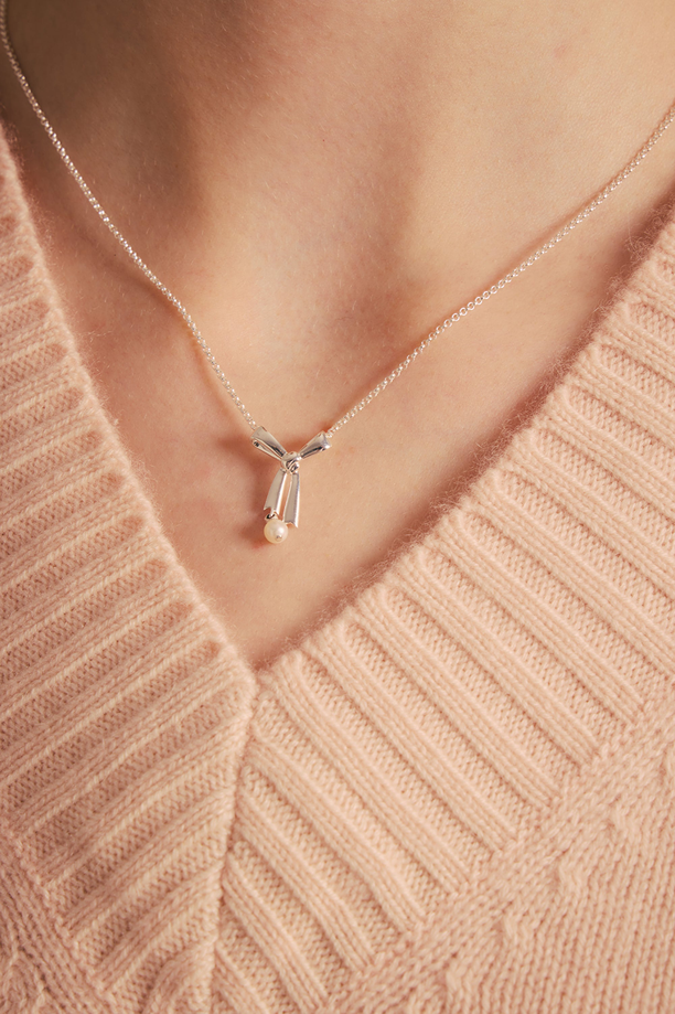 Karen Walker Sterling Silver Pearl Bow Necklace