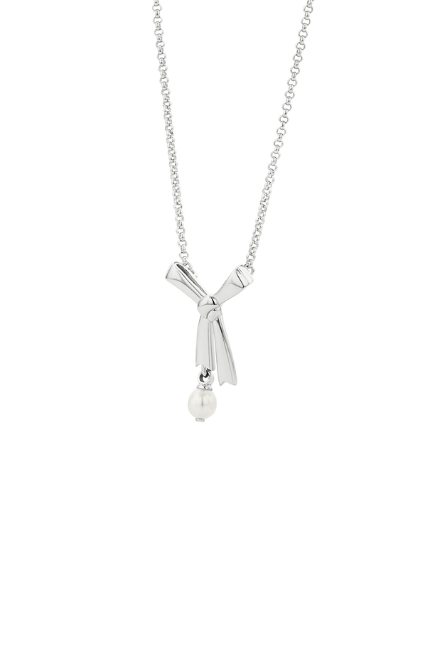 Karen Walker Sterling Silver Pearl Bow Necklace