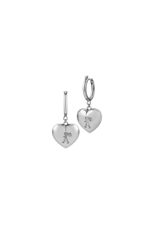 Karen Walker Sterling Silver Runaway Heart Hoop Earrings