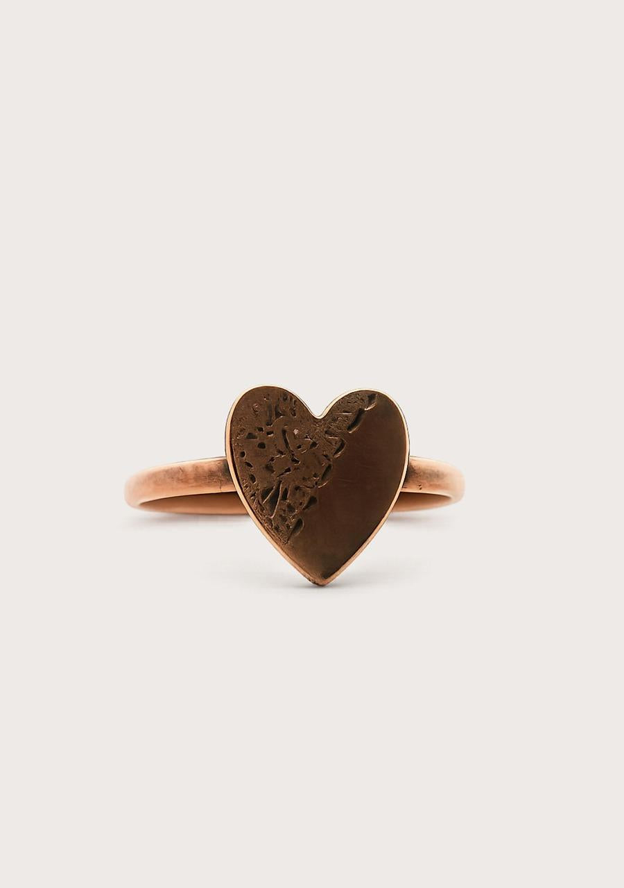 Estate 9ct Rose Gold Heart Signet Ring