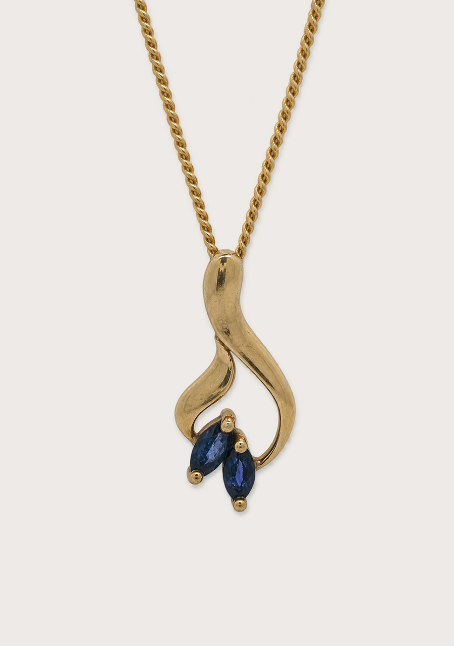 Estate 9ct Yellow Gold Sapphire Pendant
