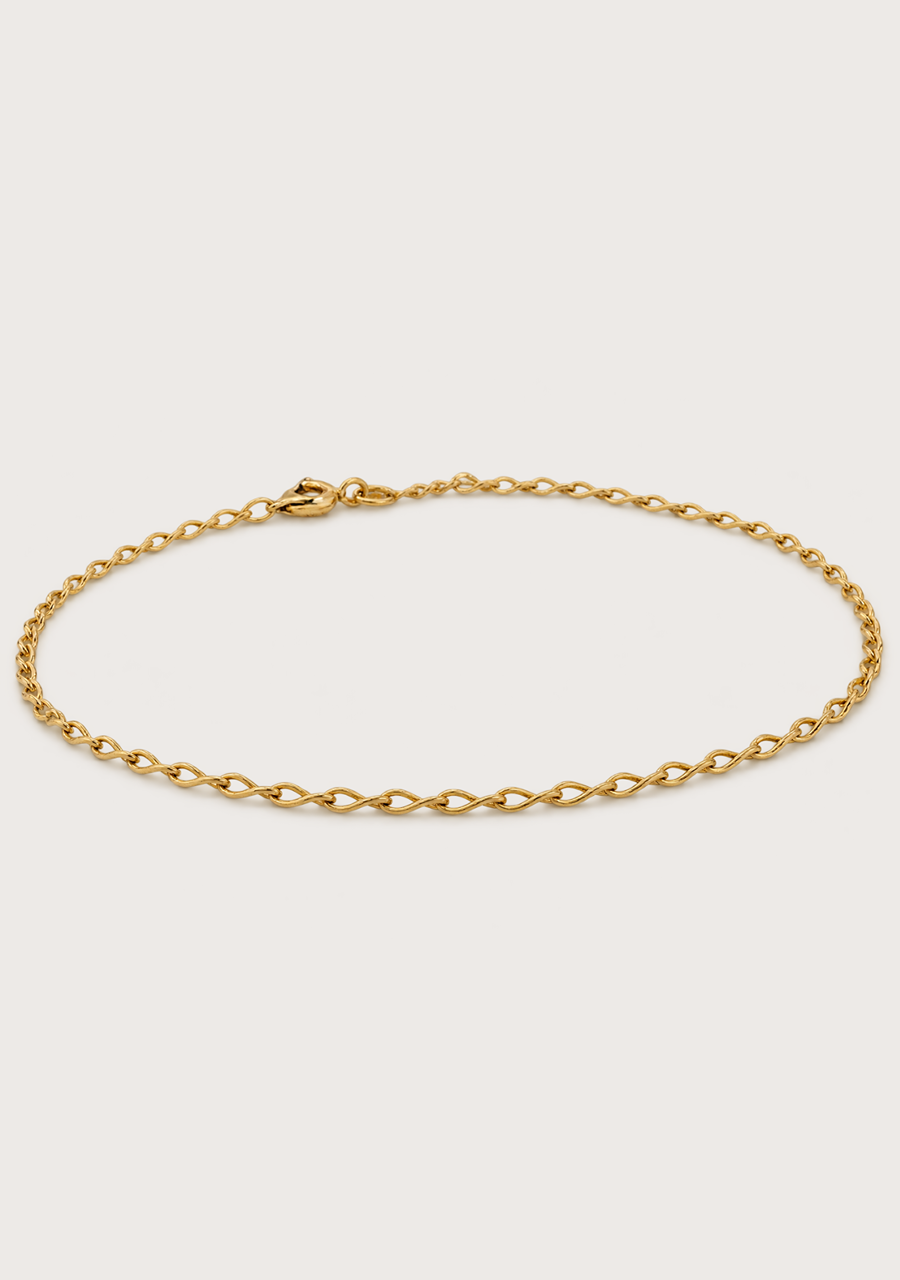 Estate 9ct Yellow Gold Open Curb Link Anklet