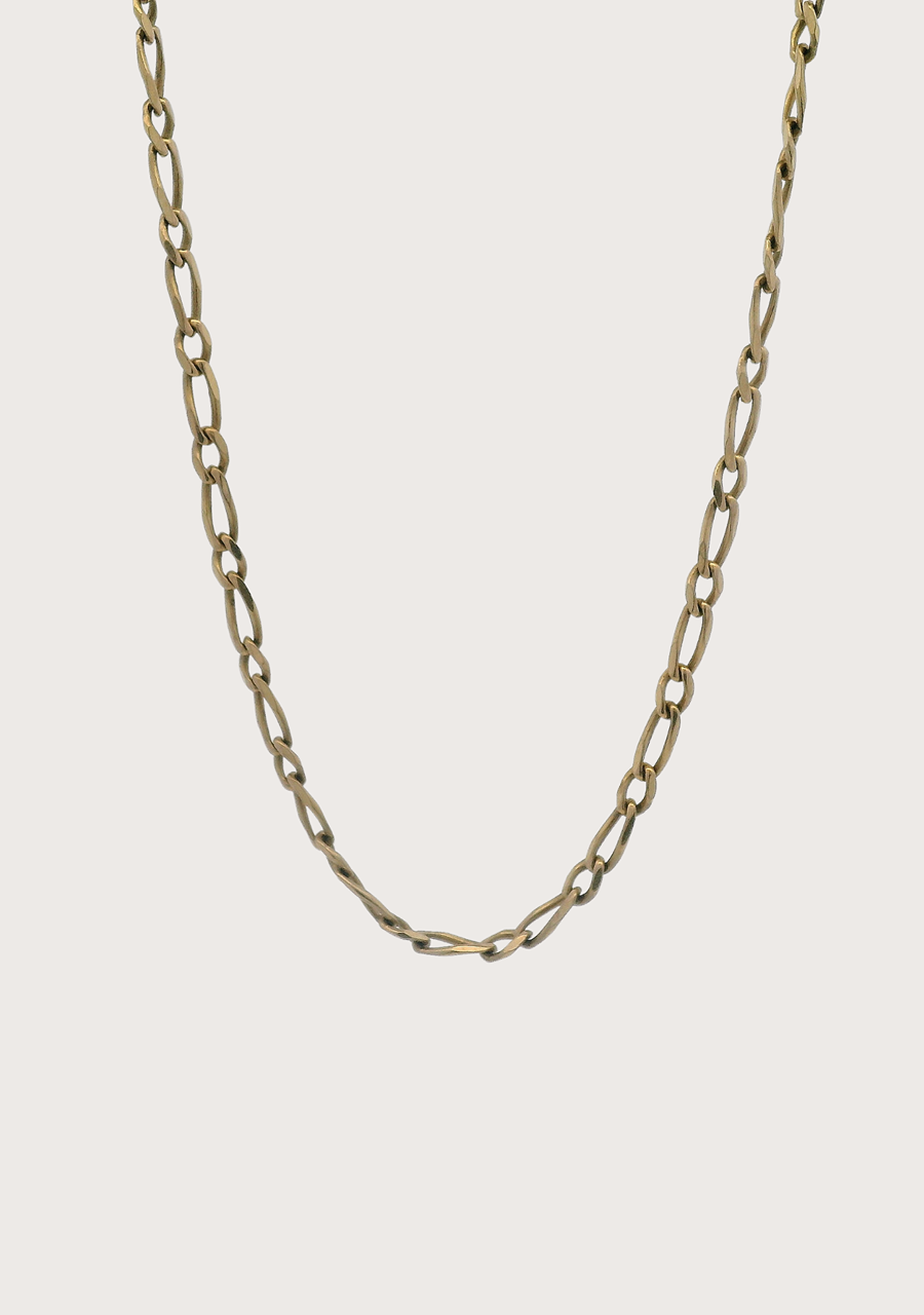 Estate 9ct Yellow Gold Curb Link Figaro Chain