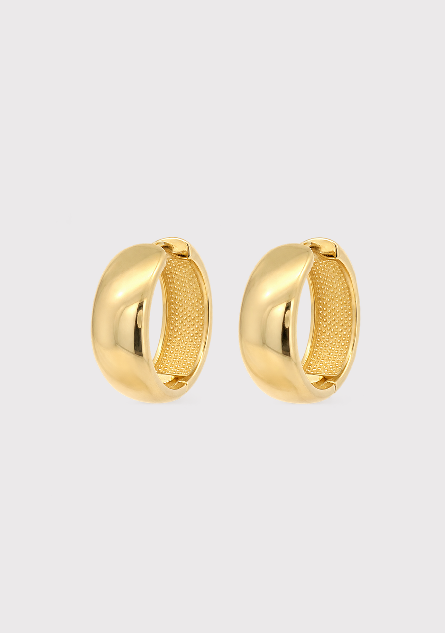 9ct Yellow Gold Wide Huggie Earrings