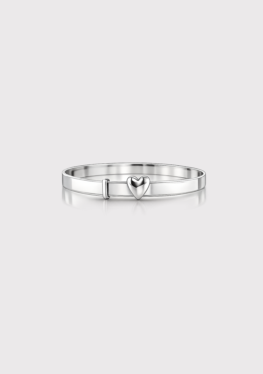 Sterling Silver Childs Plain/Heart Expandable Bangle