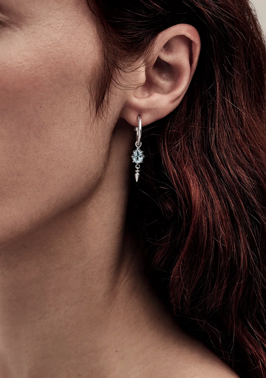 Stolen Girlfriends Club Sterling Silver Sky Topaz  Precious Punk Droplet anchor Sleepers