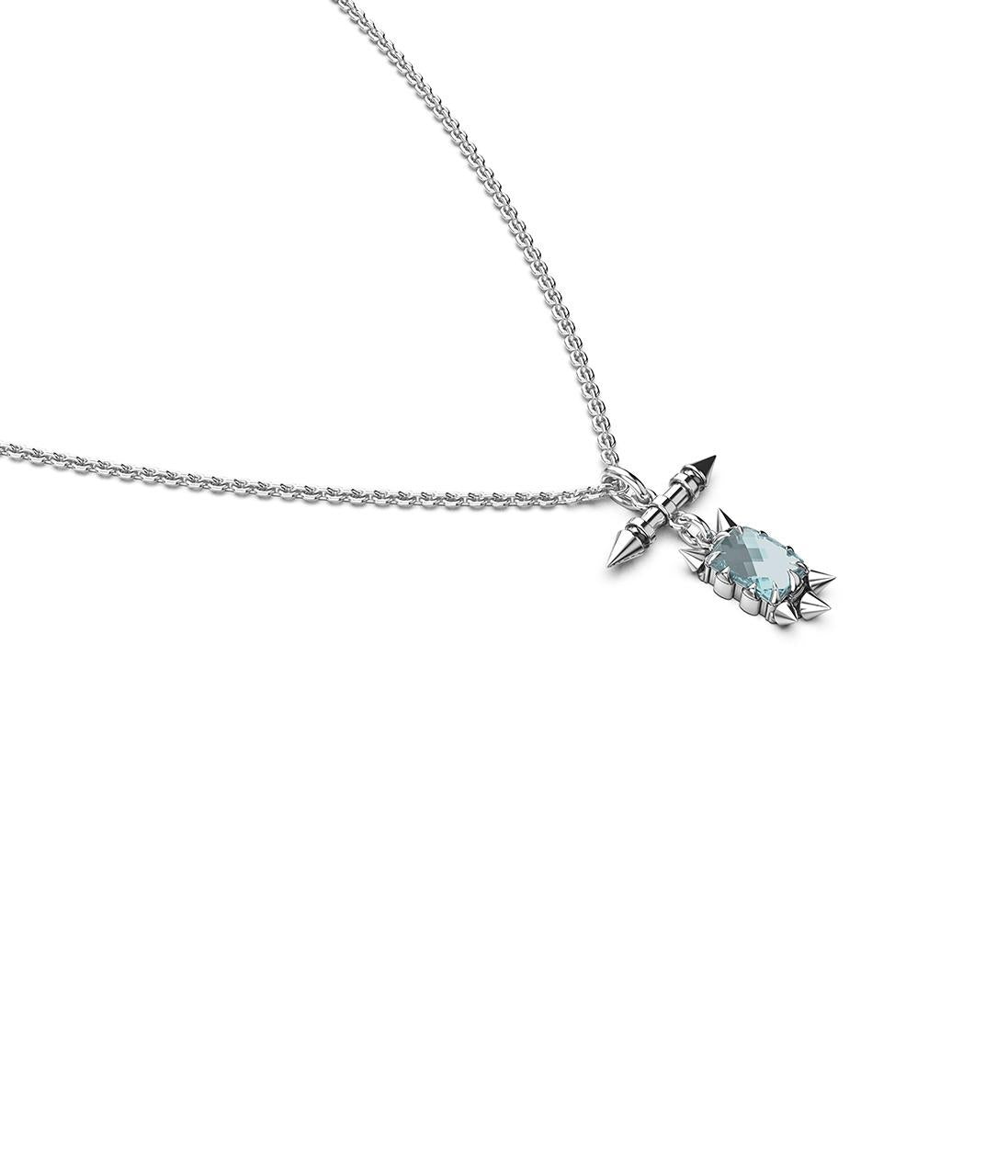 Stolen Girlfriends Club Sterling Silver Sky Topaz Precious Punk Fob Necklace