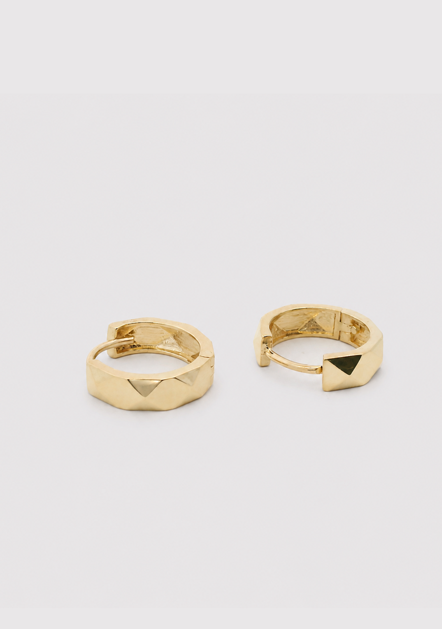 9ct Yellow Gold 3.75mm Faceted Small Hoop Earrings