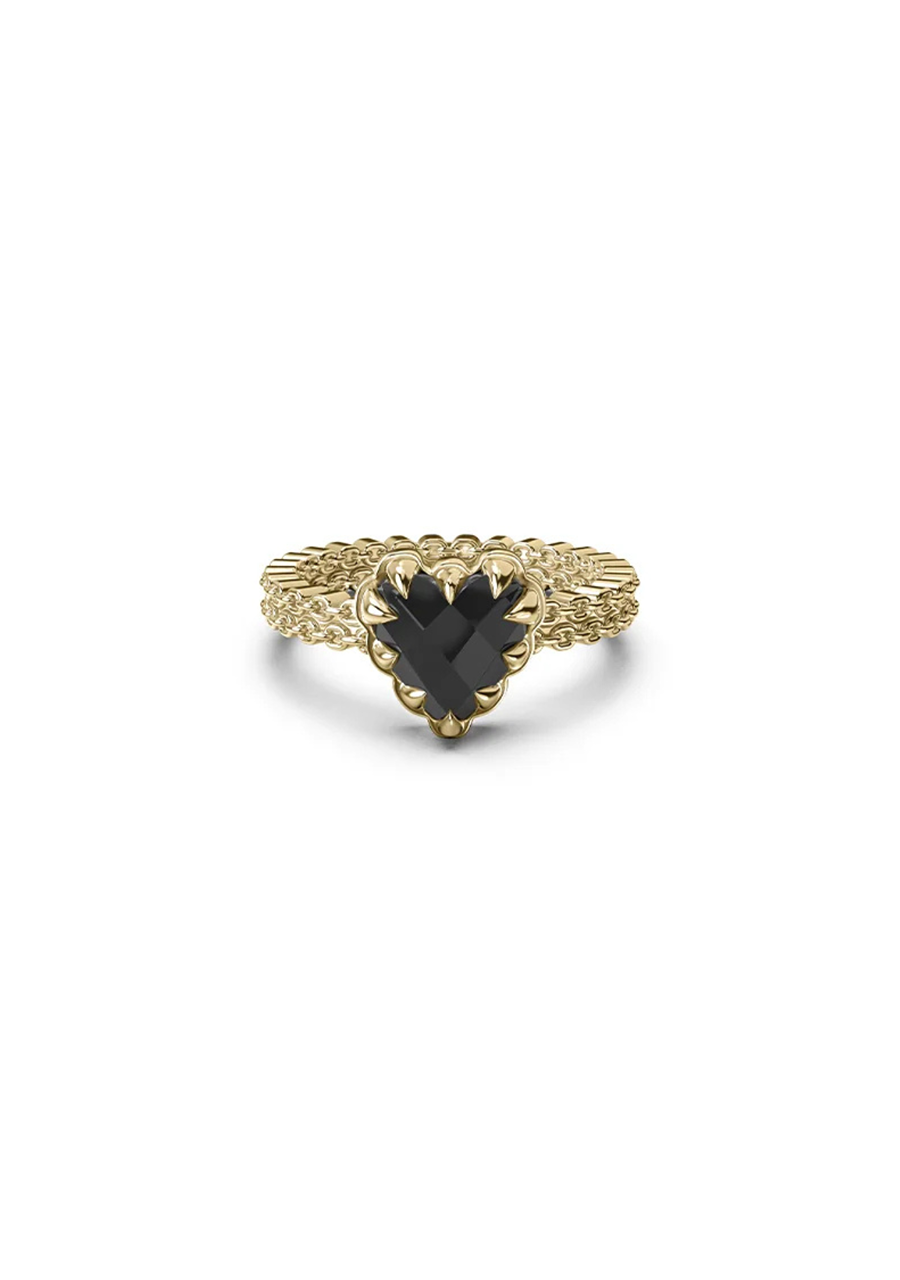 Stolen Girlfriends Club 18ct Gold Plated Mini Love Claw Black Onyx Ring