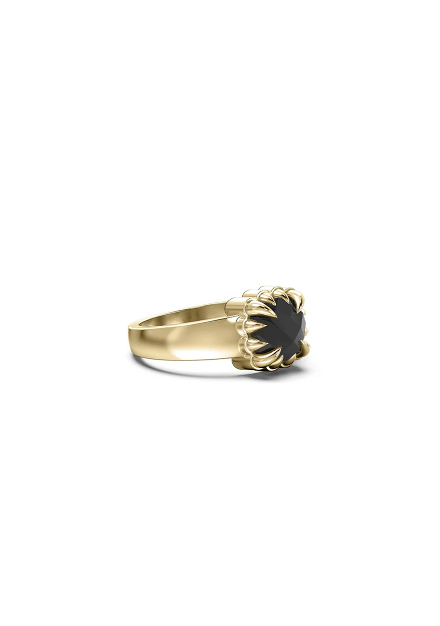 Stolen Girlfriends Club 18ct Yellow Gold Plated Black Onyx Baby Claw Ring