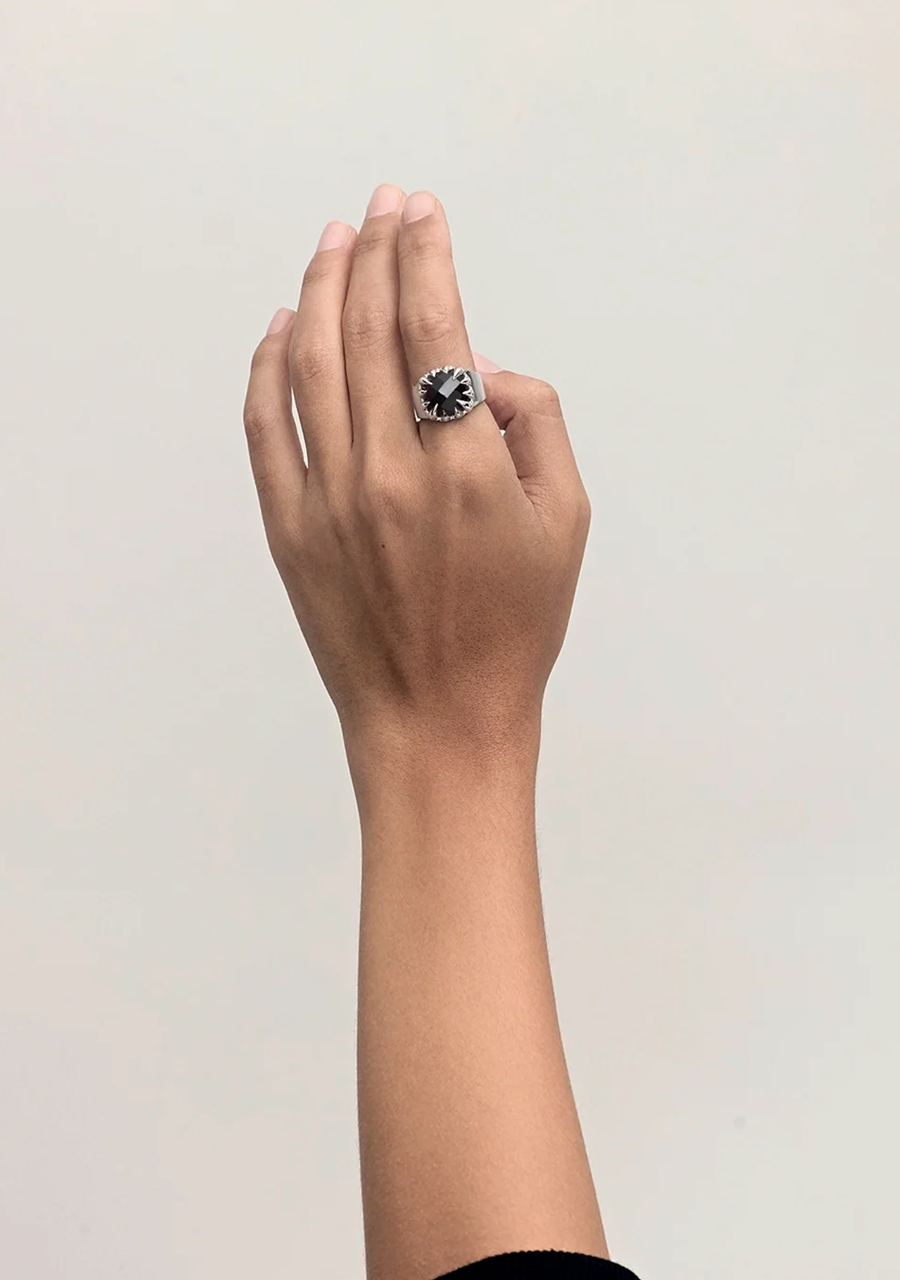 Stolen Girlfriends Club Sterling Silver Claw Ring Black Onyx