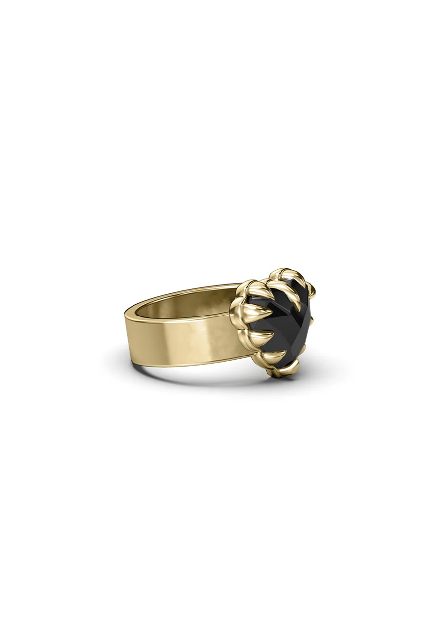 Stolen Girlfriends Club 18ct Yellow Gold Plated Black Onyx Love Claw Ring