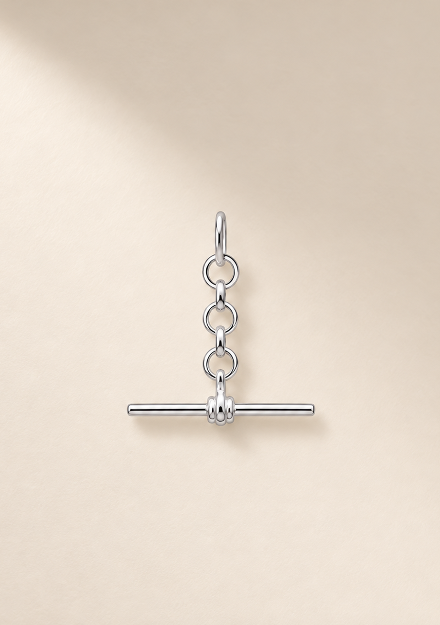 Sterling Silver Round Belcher B2 Chain with 25mm Running T-Bar