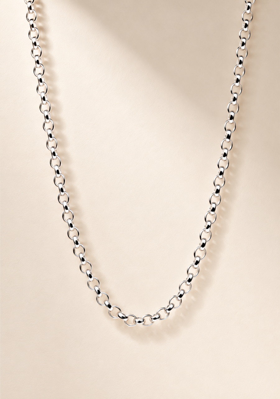 Sterling Silver Round Belcher B2 Chain with 25mm Running T-Bar