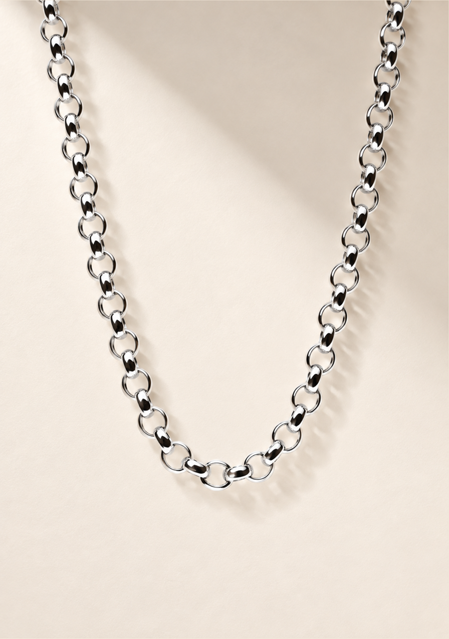 Sterling Silver Round Belcher B4 Chain with 35mm Running T-Bar