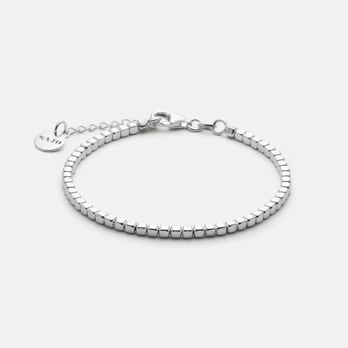 Najo Sterling Silver Square Bead Bracelet