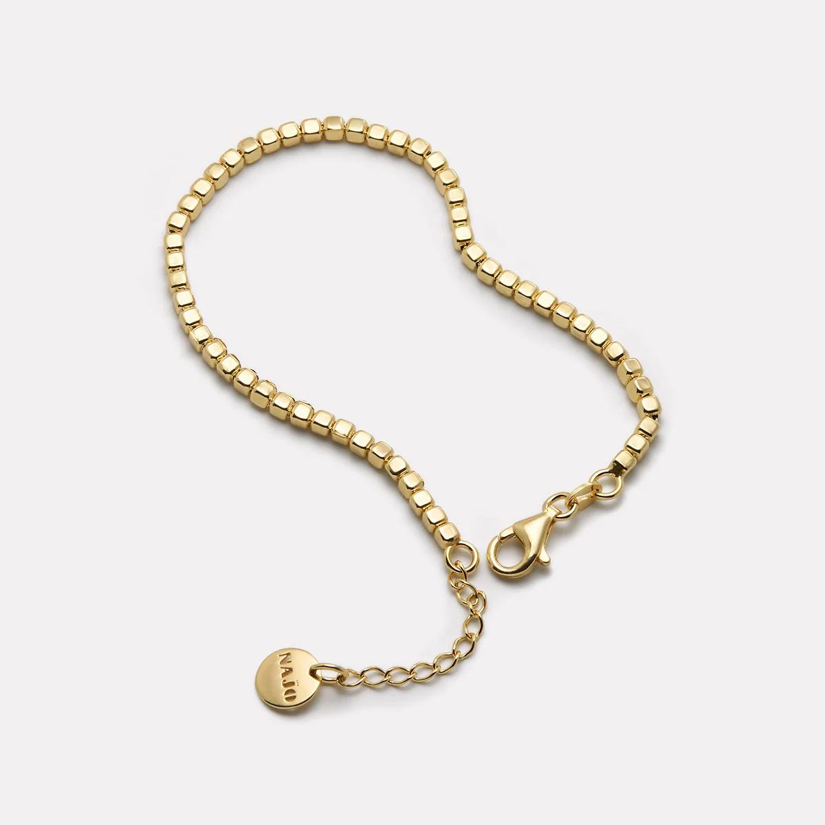 Najo Gold Plated Square Bead Bracelet