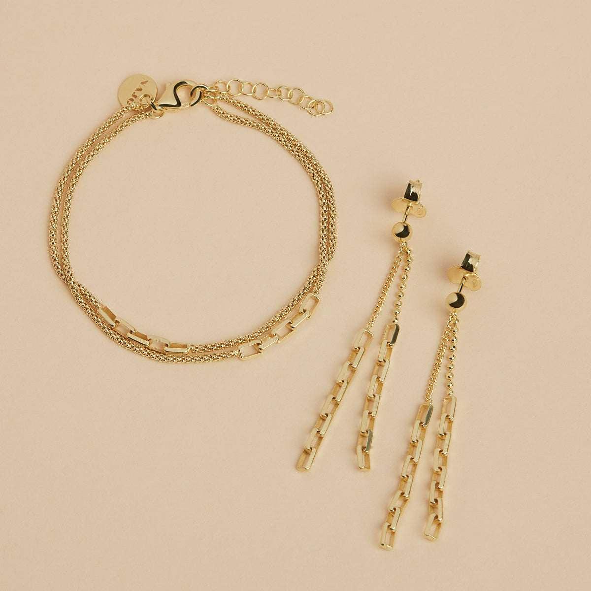 Najo Gold Plated Square Bead Bracelet
