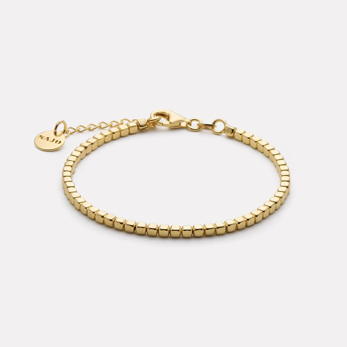 Najo Gold Plated Square Bead Bracelet