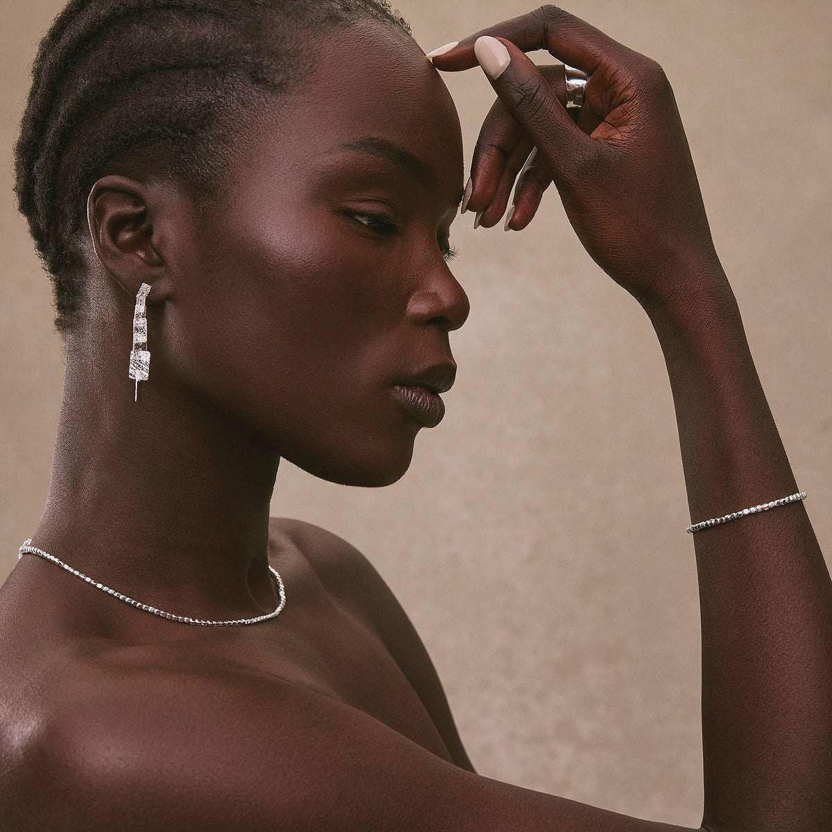 Najo Sterling Silver Square Bead Necklace